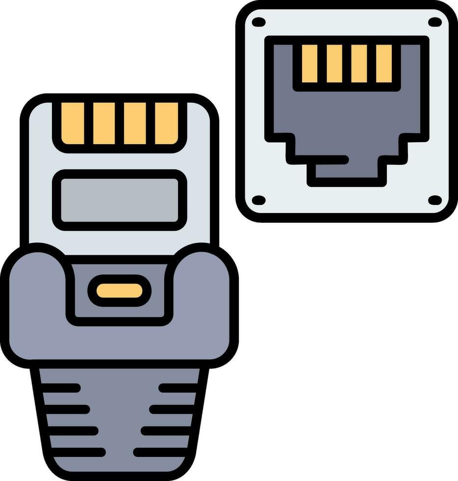 Ethernet Line Filled Icon vector