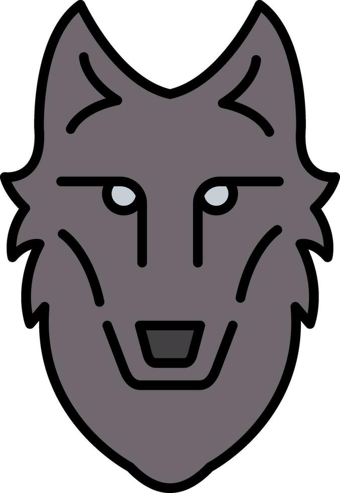 lobo línea lleno icono vector