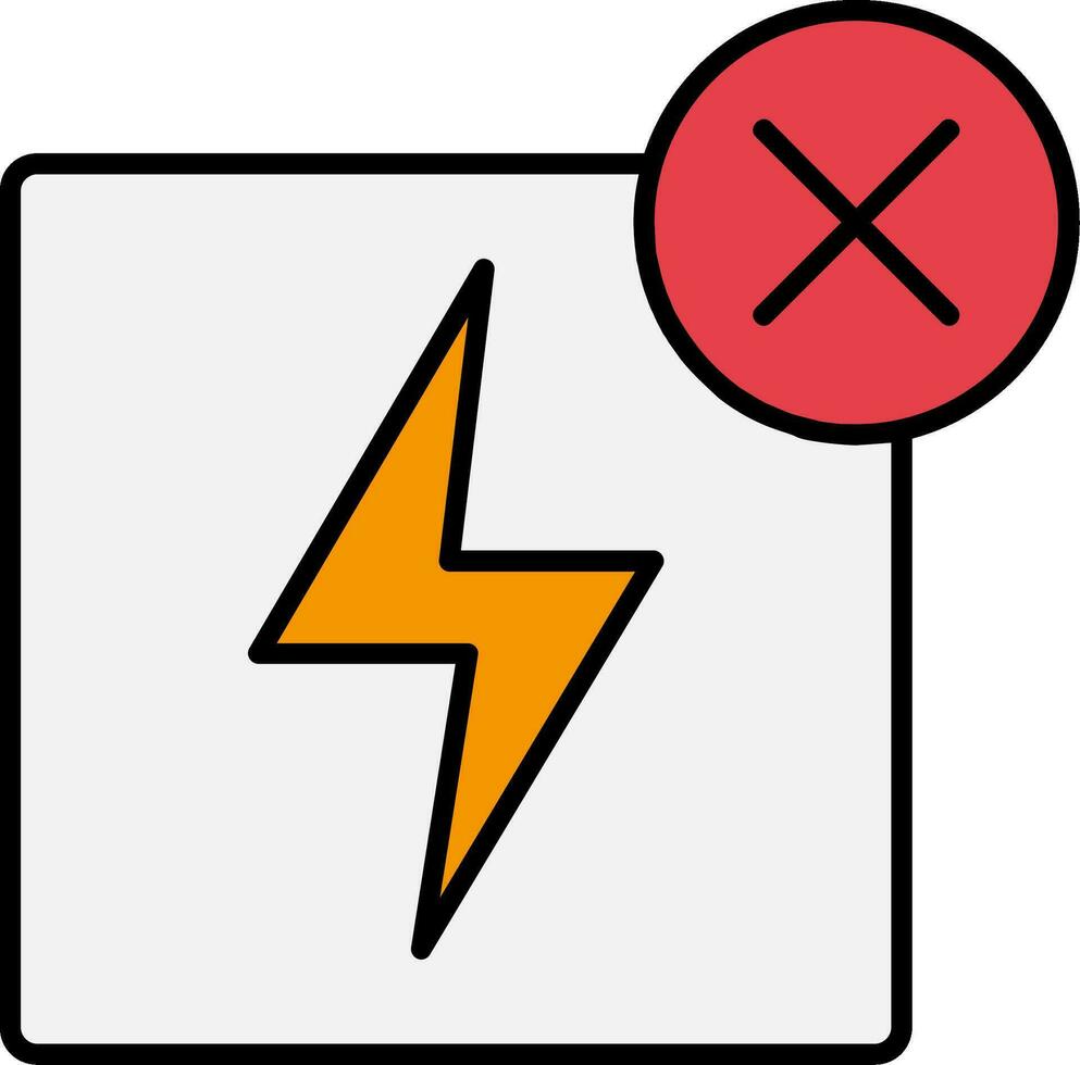 No Electricity Line Filled Icon vector