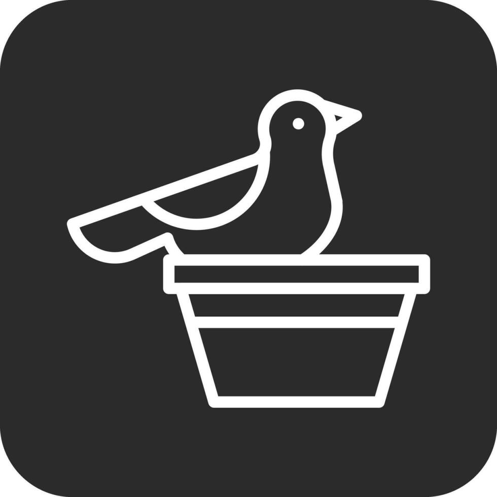 Bird on Flower Pot Vector Icon