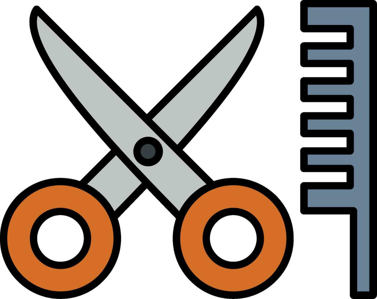 Hair Cut Line Filled Icon vector