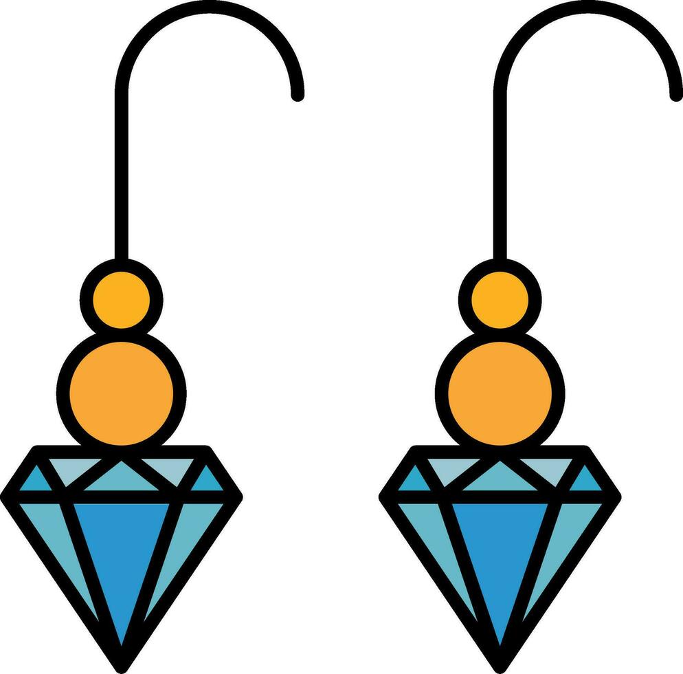 Round Earrings Line Filled Icon vector