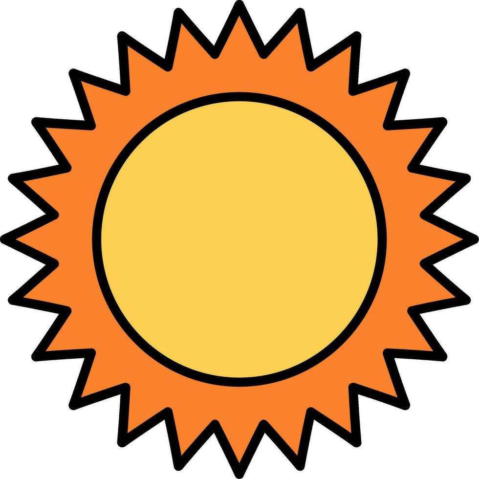 icono lleno de línea de sol vector