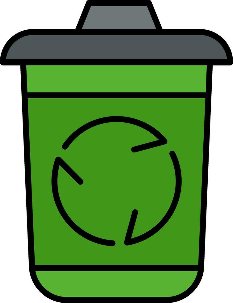 Recycle Bin Line Filled Icon vector