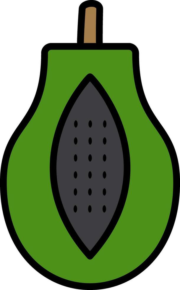 papaya línea lleno icono vector