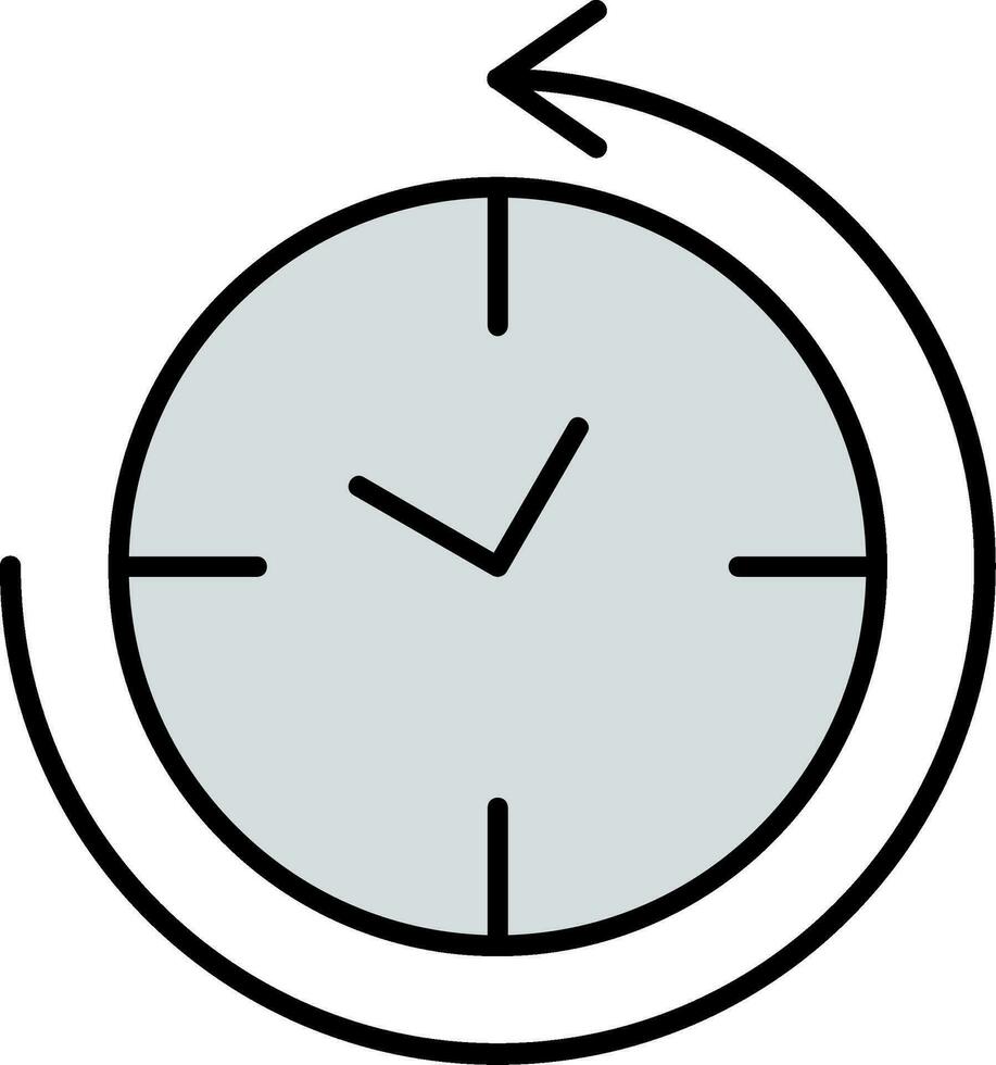 anti agujas del reloj línea lleno icono vector