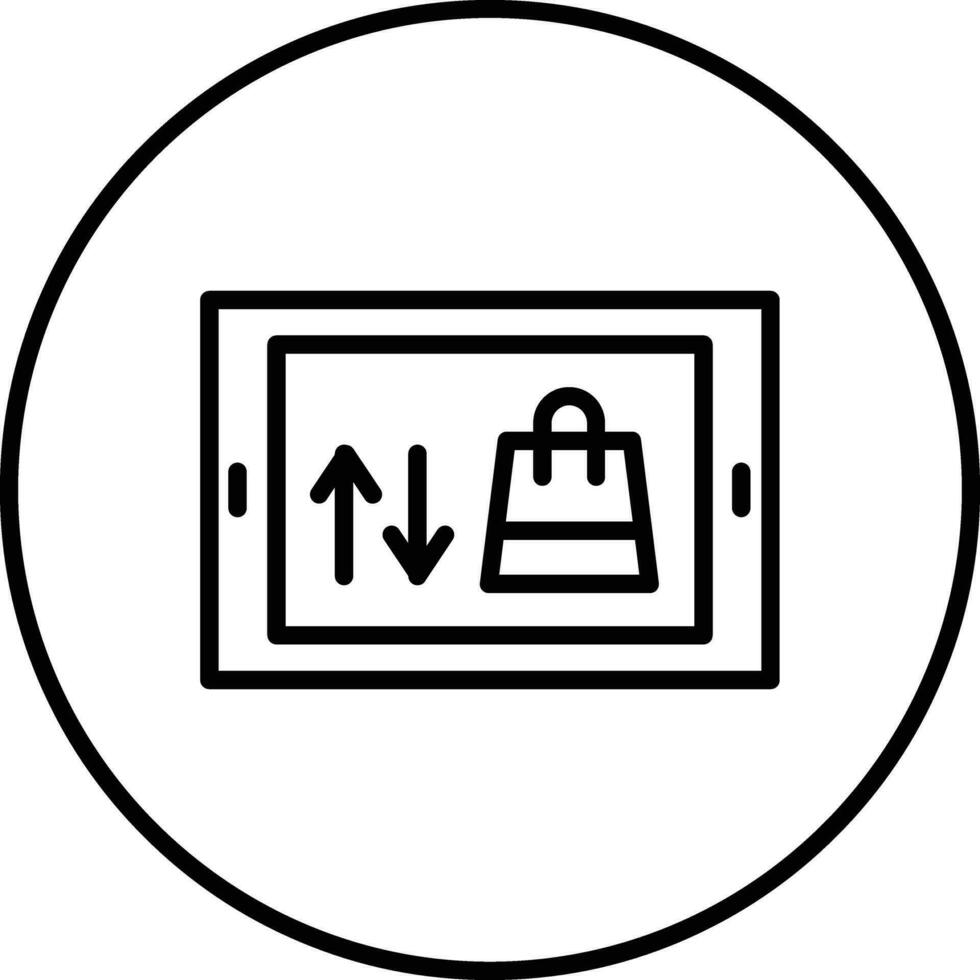 icono de vector de tableta de comercio electrónico