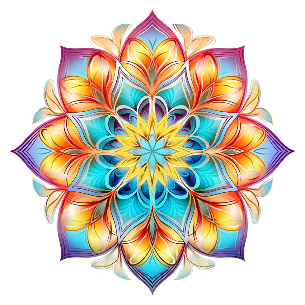 ai generato mandala frattale design elemento con fiore modello isolato su trasparente sfondo png