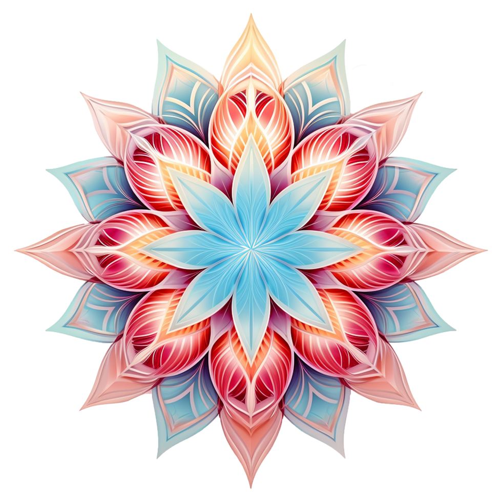 AI generated Mandala fractal design element with flower pattern isolated on transparent background png