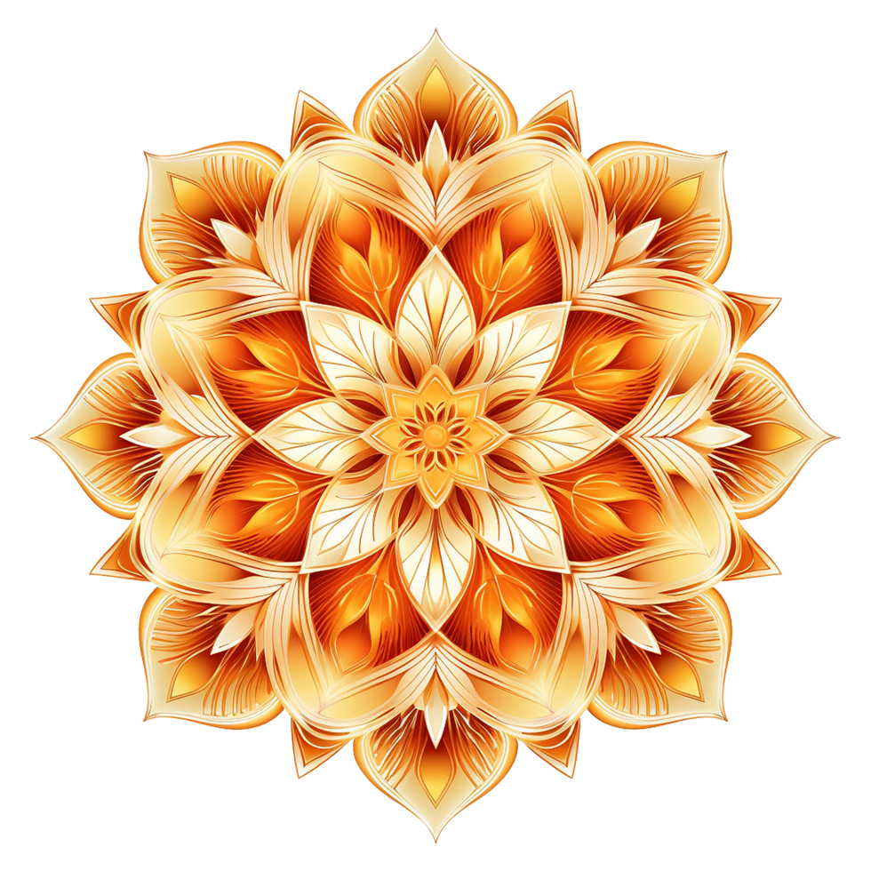 AI generated Mandala fractal design element with flower pattern isolated on transparent background png