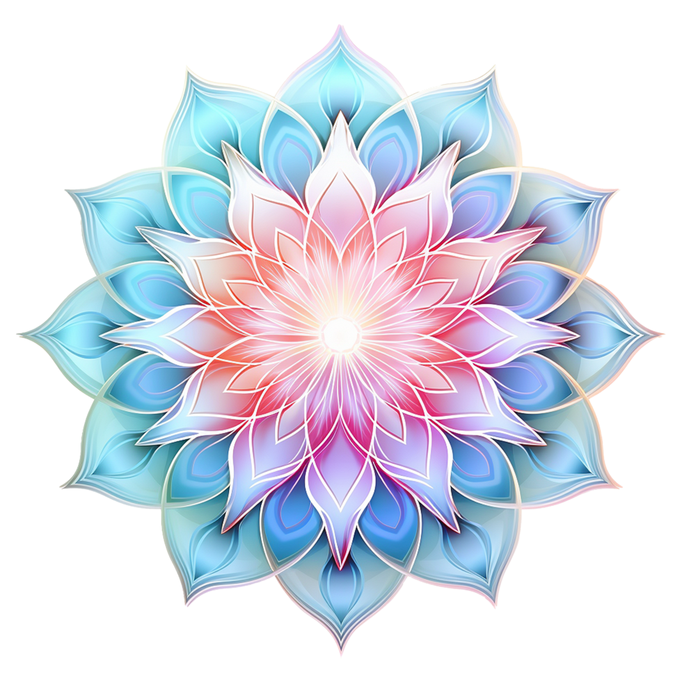 AI generated Mandala fractal design element with flower pattern isolated on transparent background png