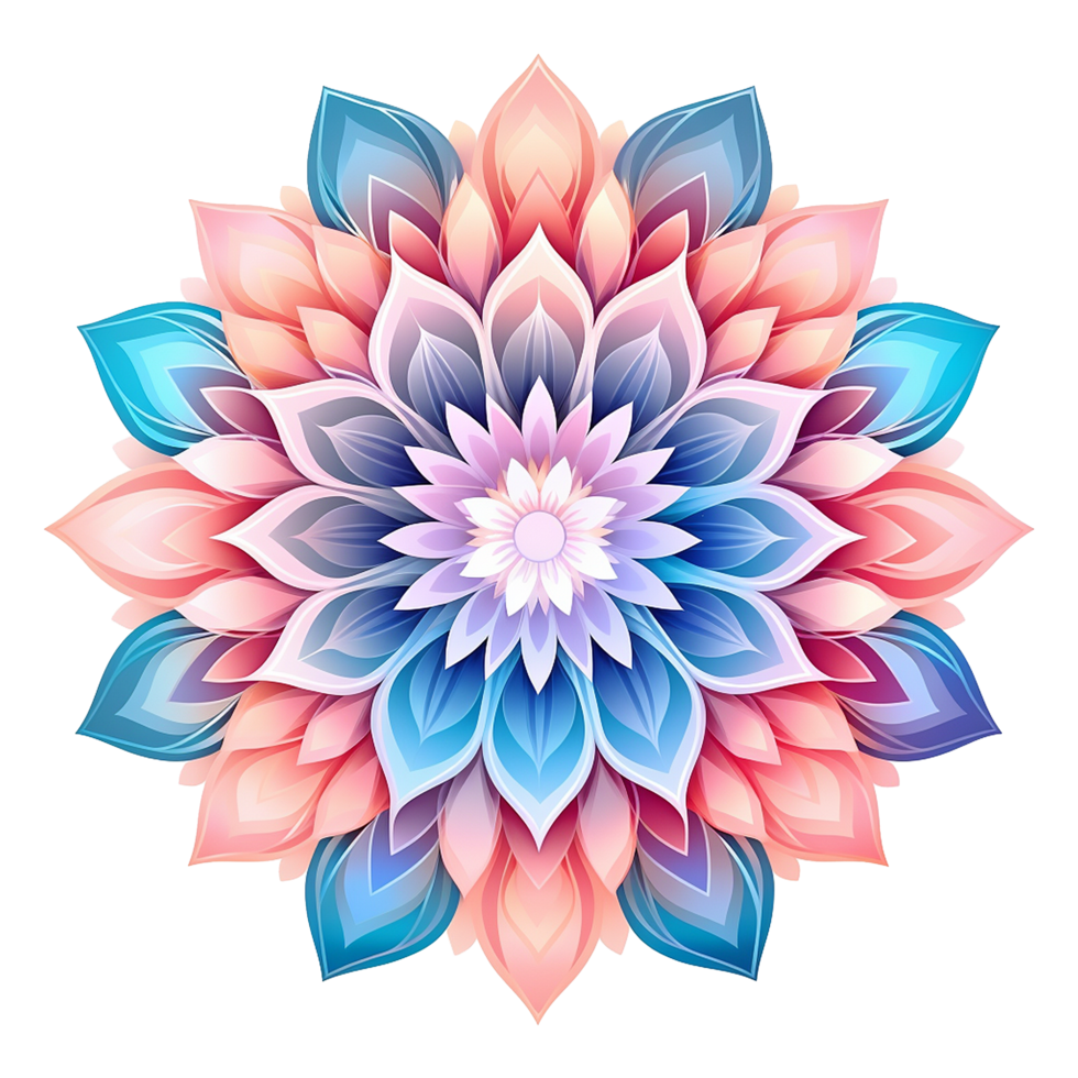 AI generated Mandala fractal design element with flower pattern isolated on transparent background png