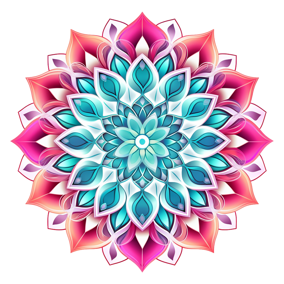 ai generado mandala fractal diseño elemento con flor modelo aislado en transparente antecedentes png