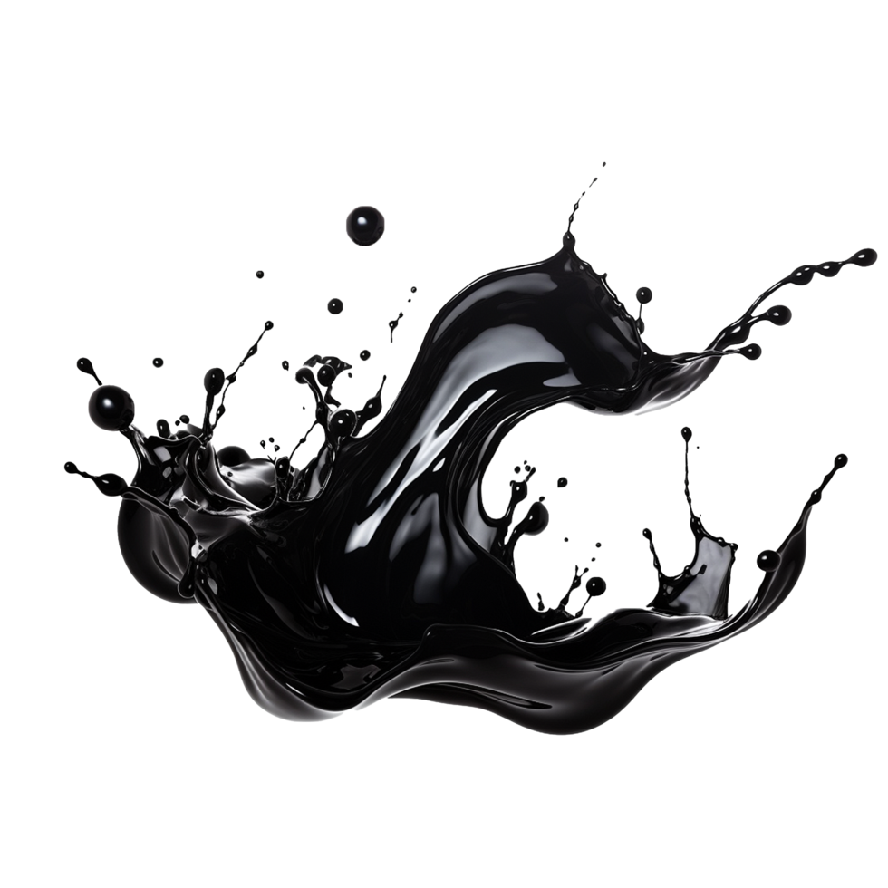 AI generated Black liquid splashing png isolated on transparent background
