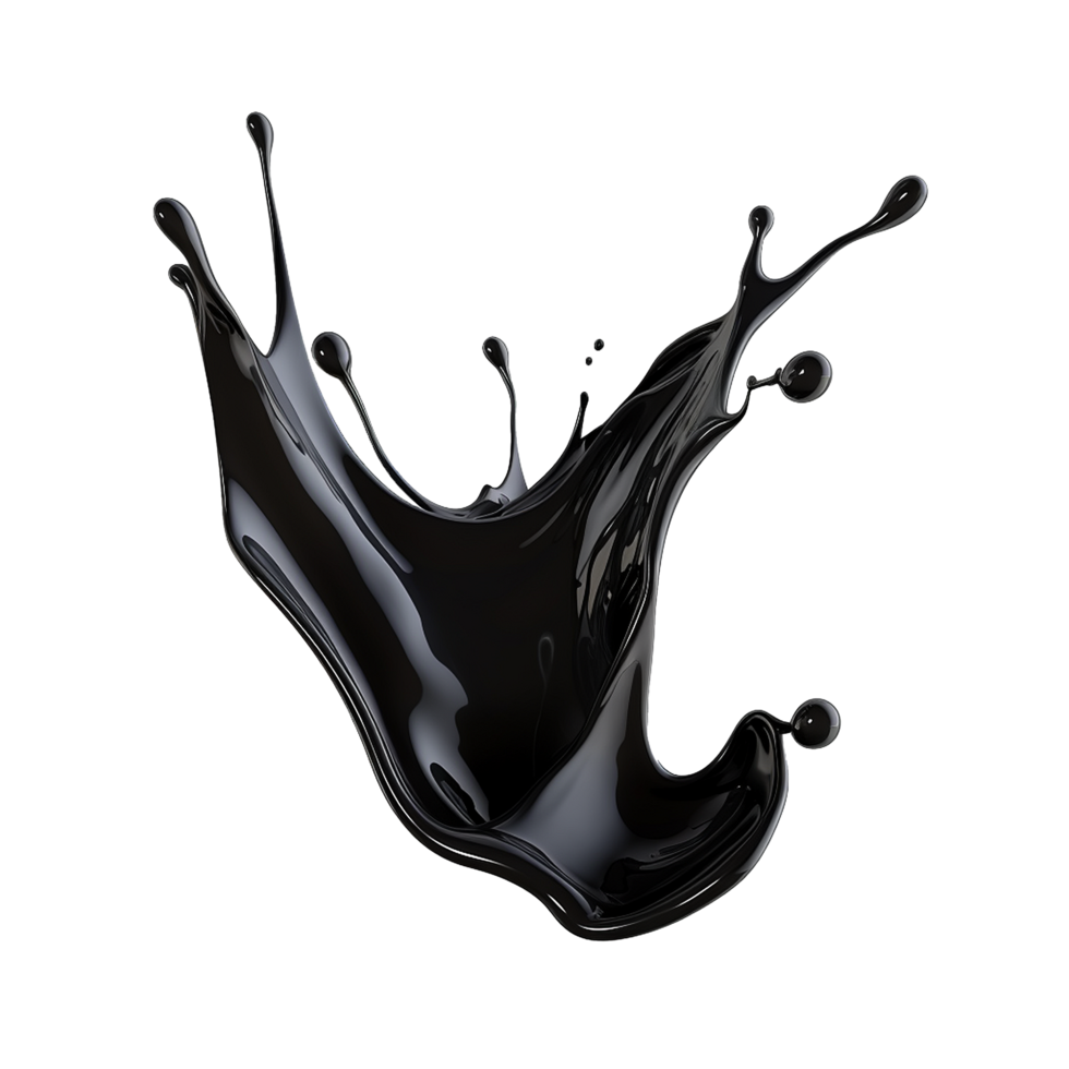 AI generated Black liquid splashing png isolated on transparent background
