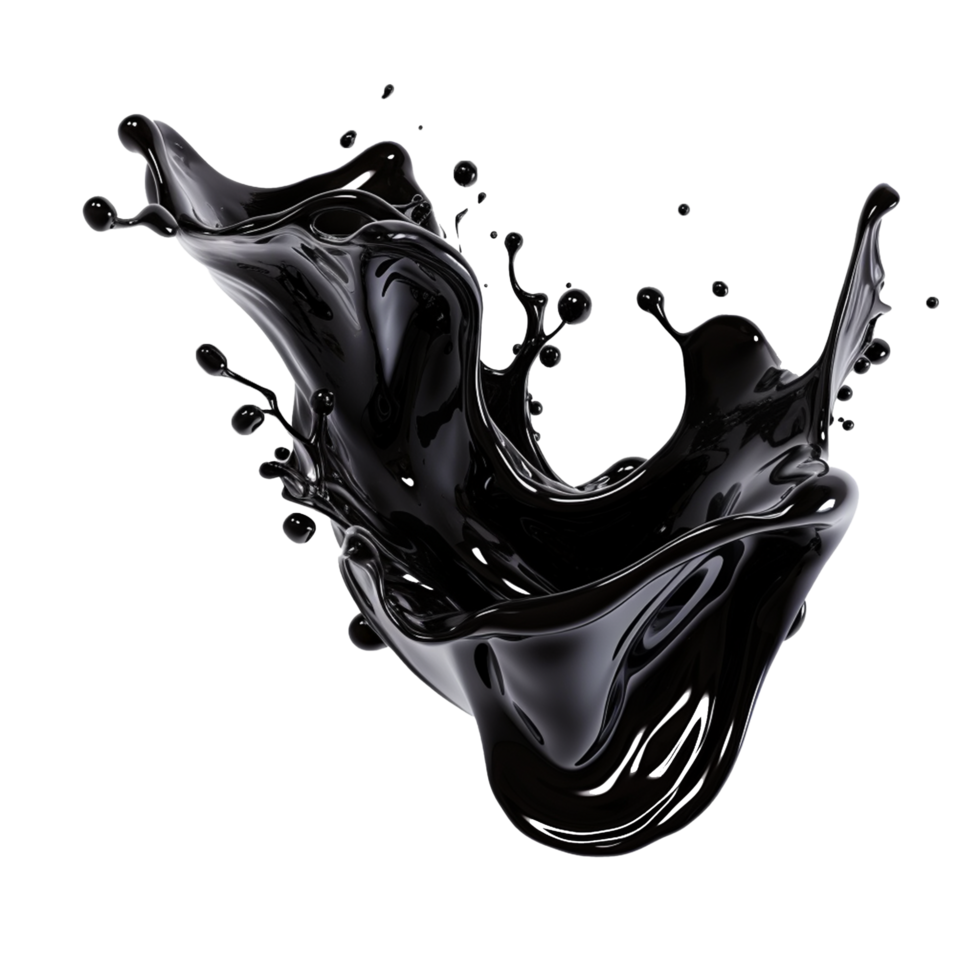 AI generated Black liquid splashing png isolated on transparent background