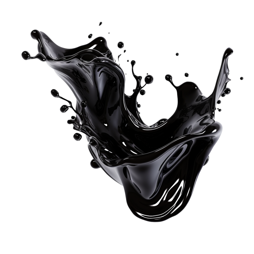 AI generated Black liquid splashing png isolated on transparent background