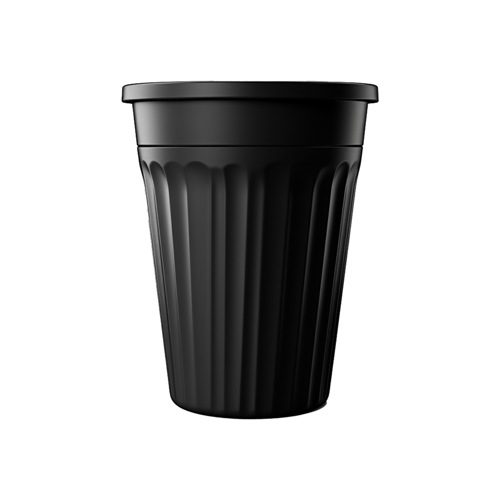 AI generated Black cup made of collapsible reusable plastic isolated on transparent background png