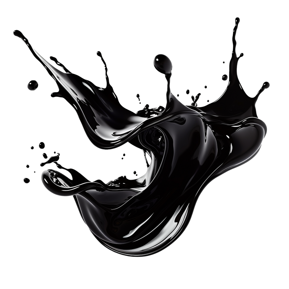 AI generated Black liquid splashing png isolated on transparent background