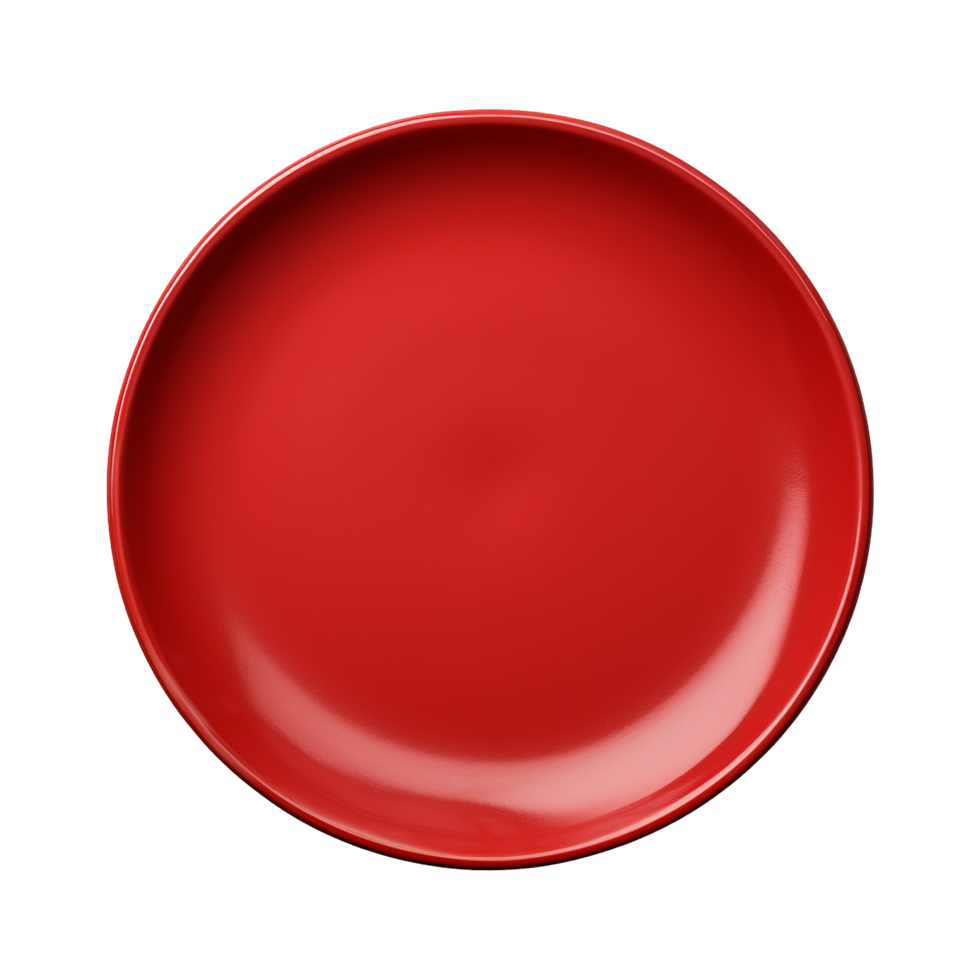 AI generated Top view red plate on transparent background png