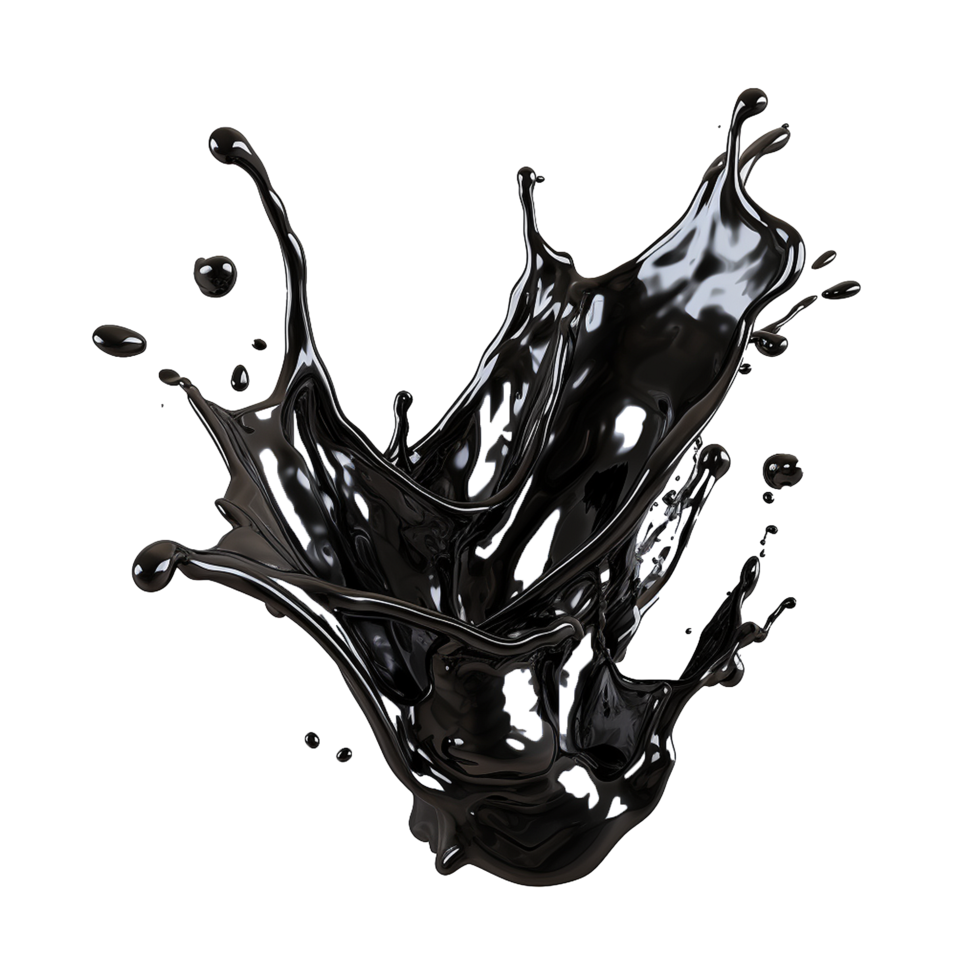 AI generated Black liquid splashing png isolated on transparent background