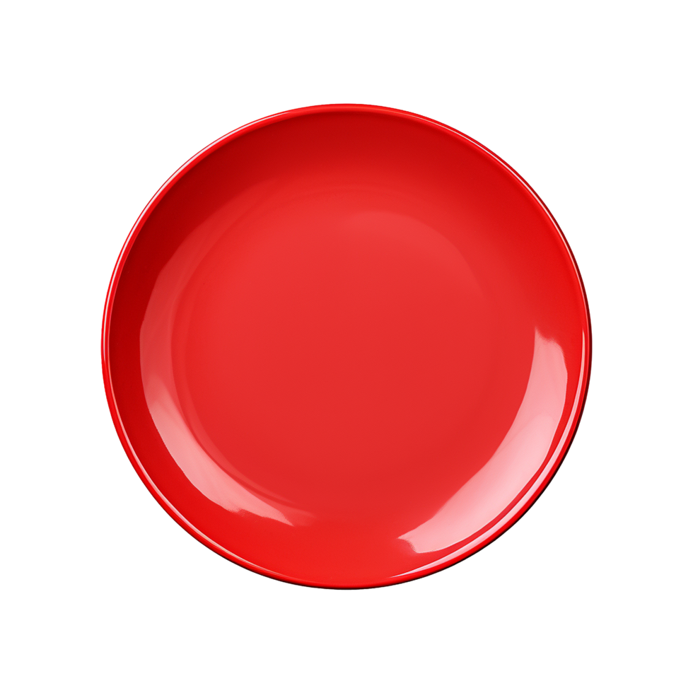 AI generated Top view red plate on transparent background png