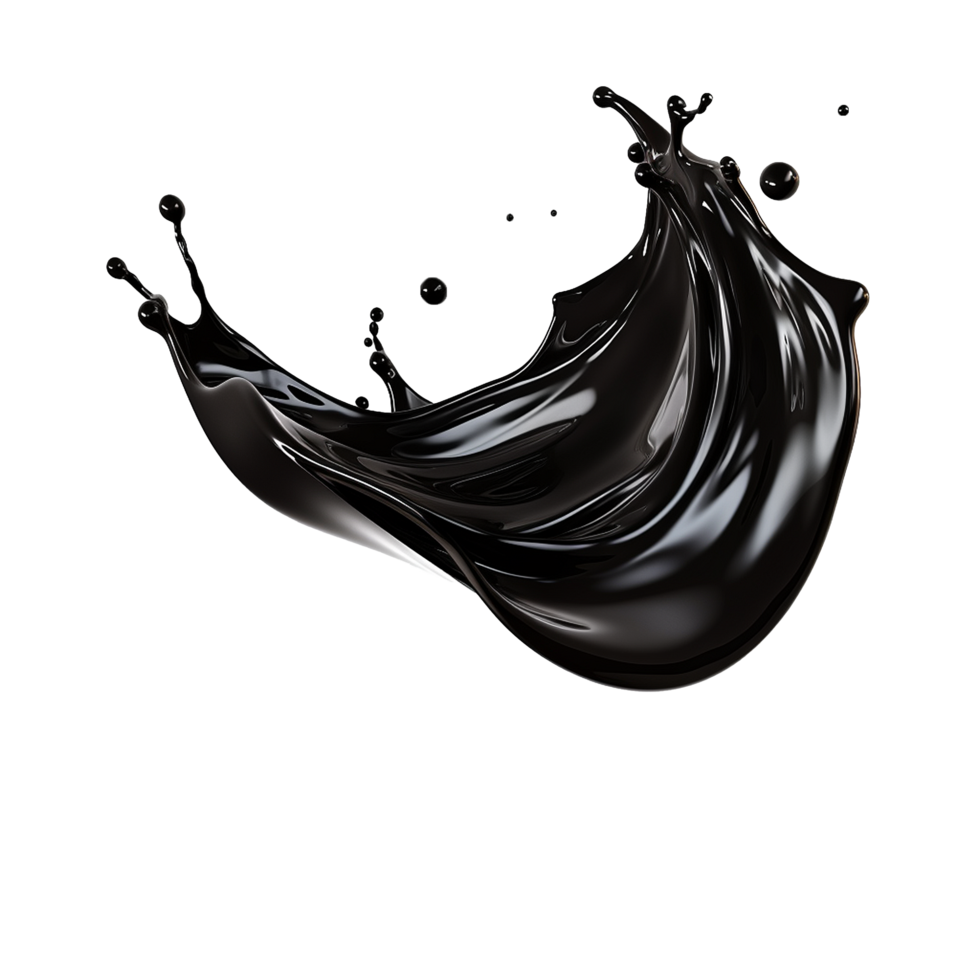 AI generated Black liquid splashing png isolated on transparent background
