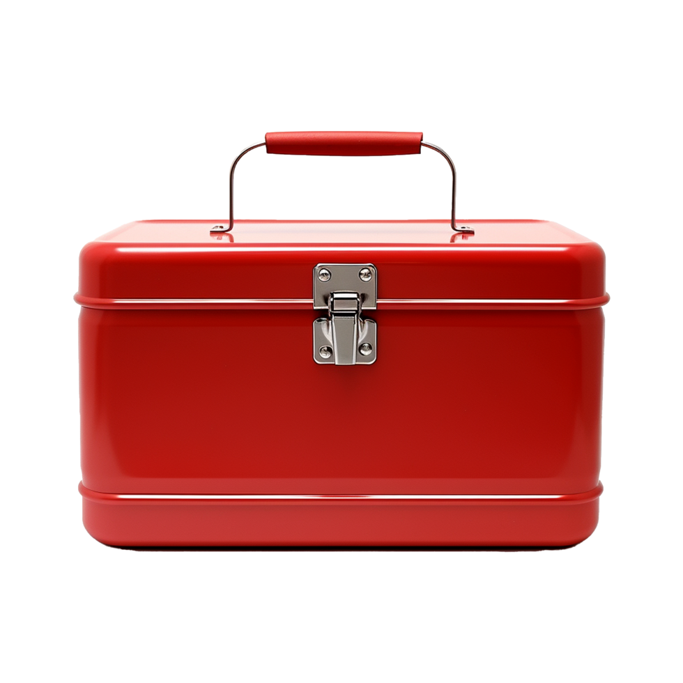 AI generated Empty red metal box isolated on transparent background png