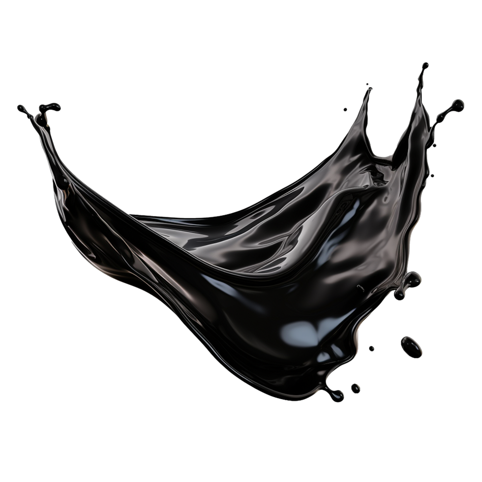 AI generated Black liquid splashing png isolated on transparent background