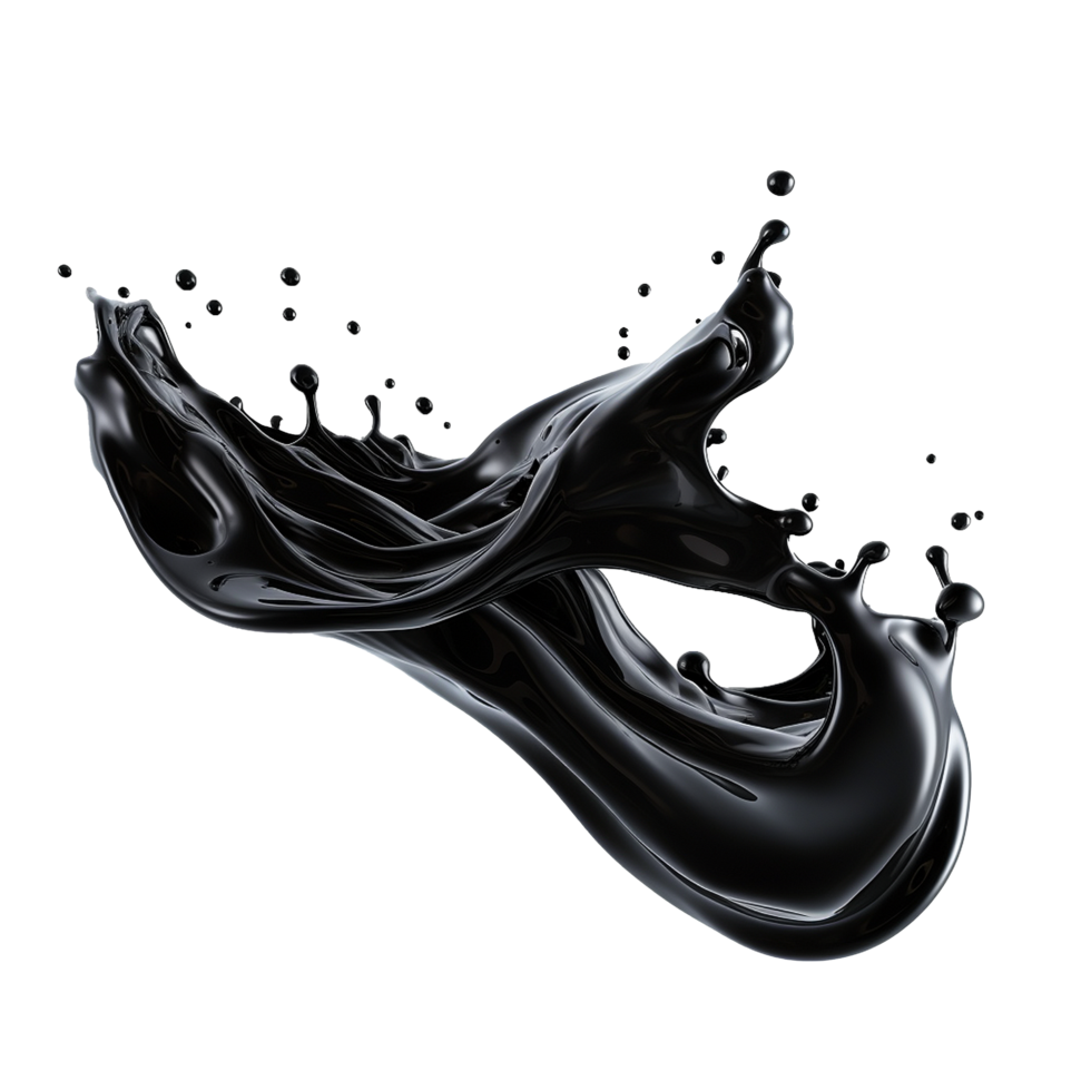 AI generated Black liquid splashing png isolated on transparent background
