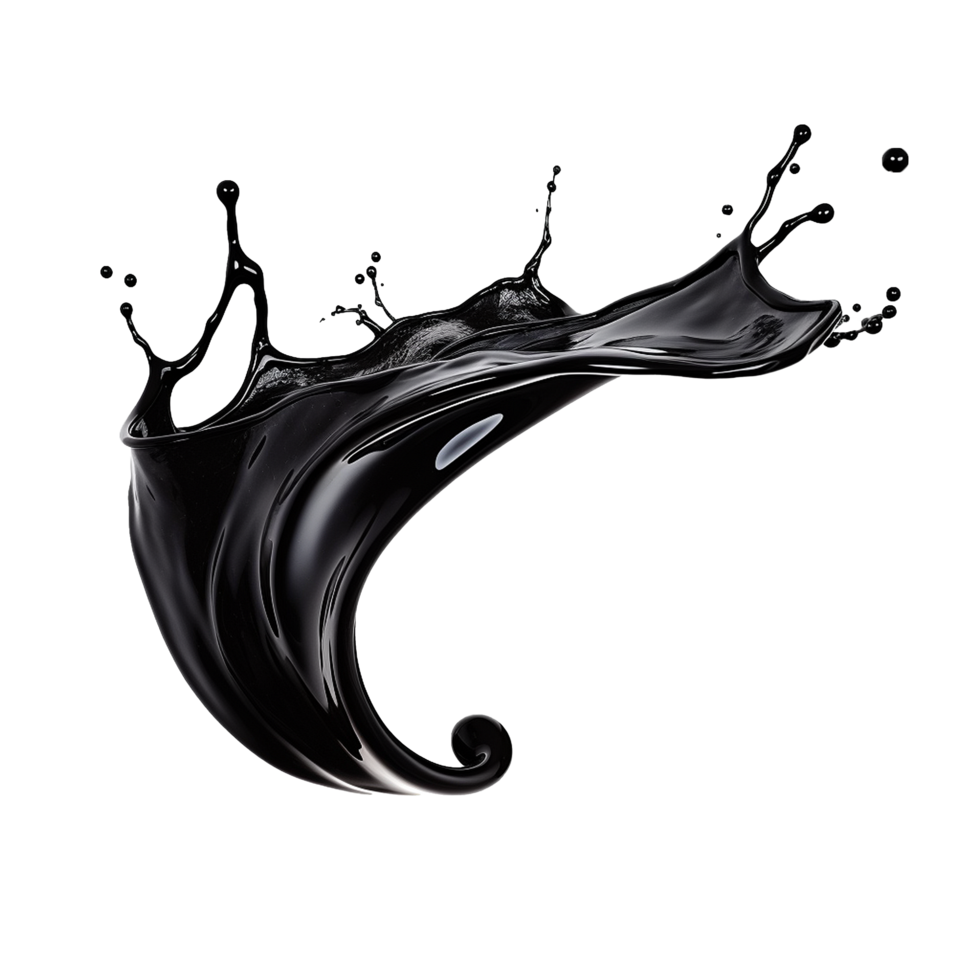 AI generated Black liquid splashing png isolated on transparent background