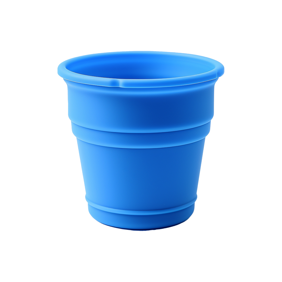 AI generated Blue cup made of collapsible reusable plastic isolated on transparent background png