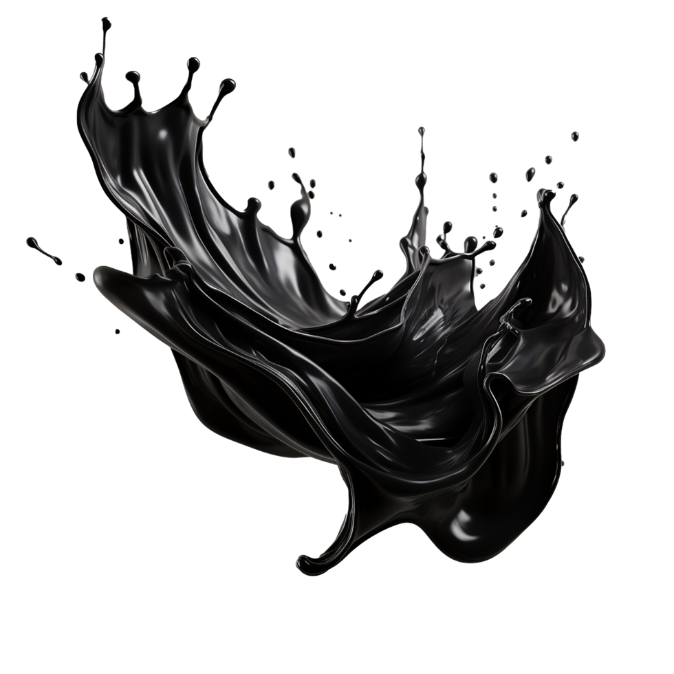 AI generated Black liquid splashing png isolated on transparent background