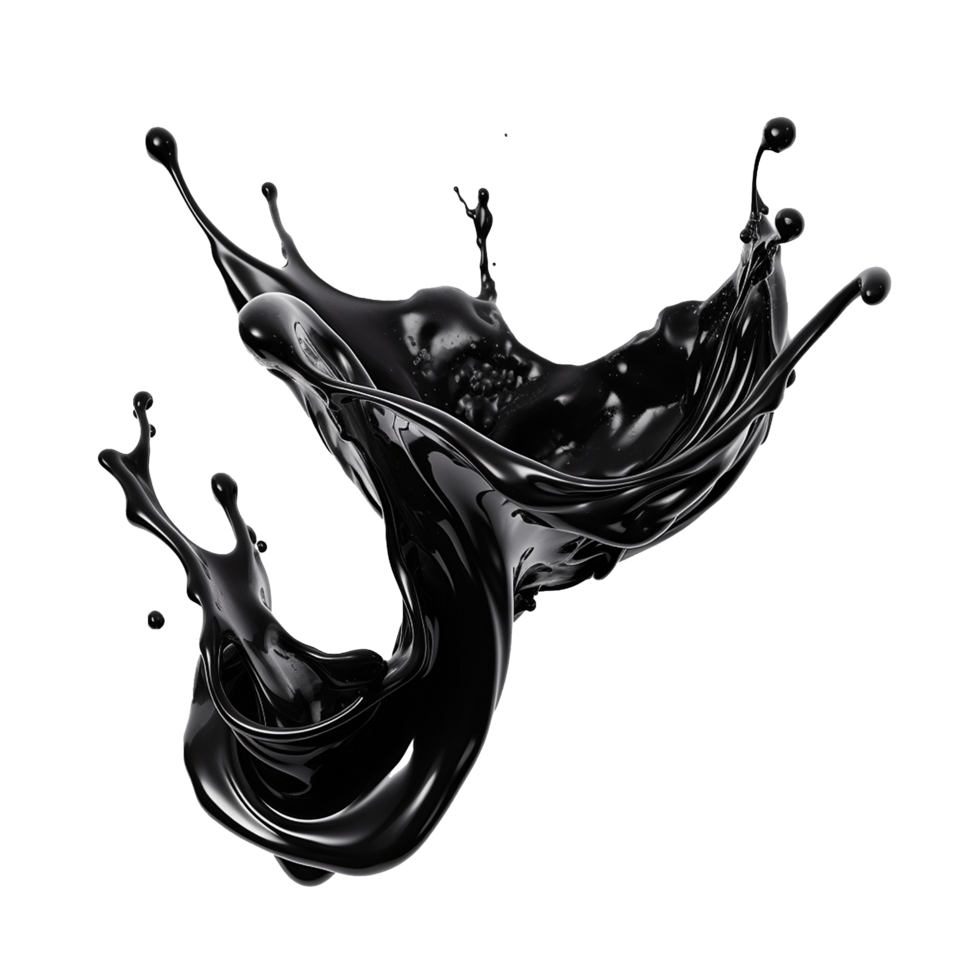 AI generated Black liquid splashing png isolated on transparent background