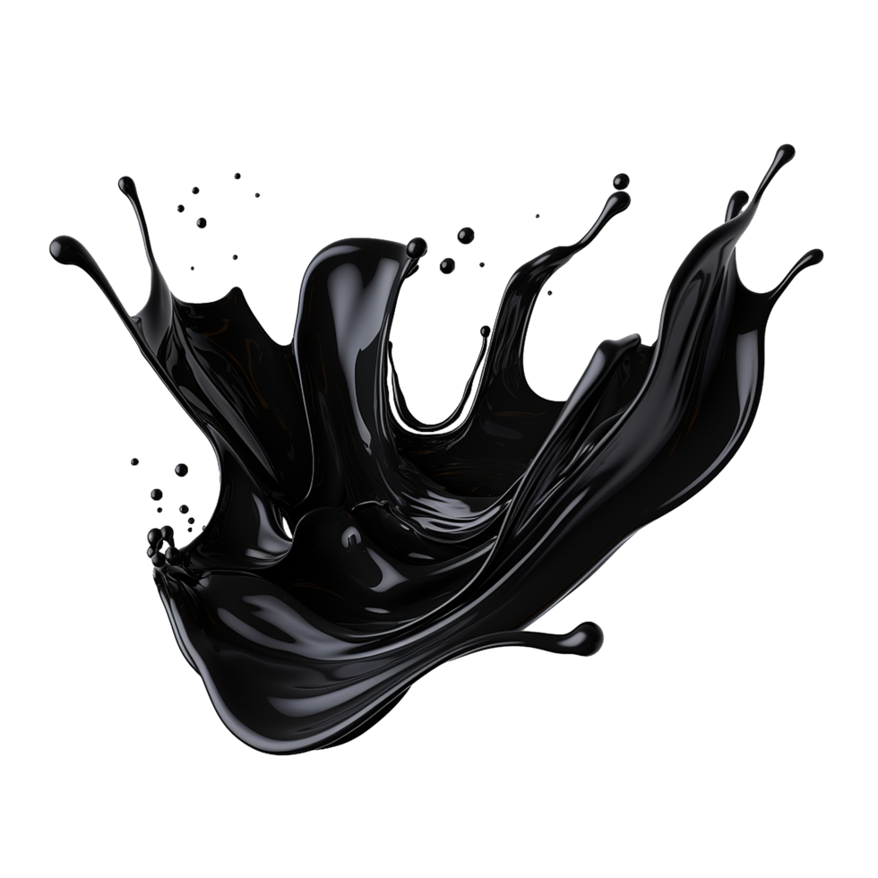 AI generated Black liquid splashing png isolated on transparent background