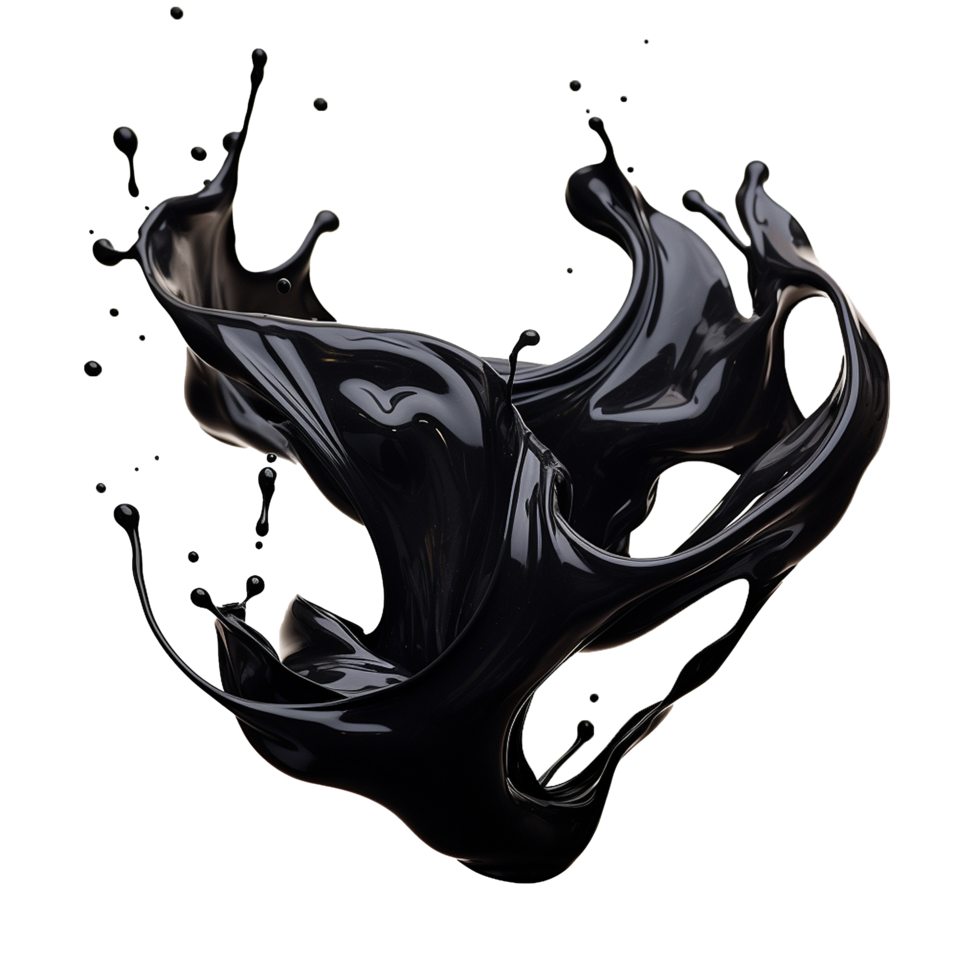 AI generated Black liquid splashing png isolated on transparent background