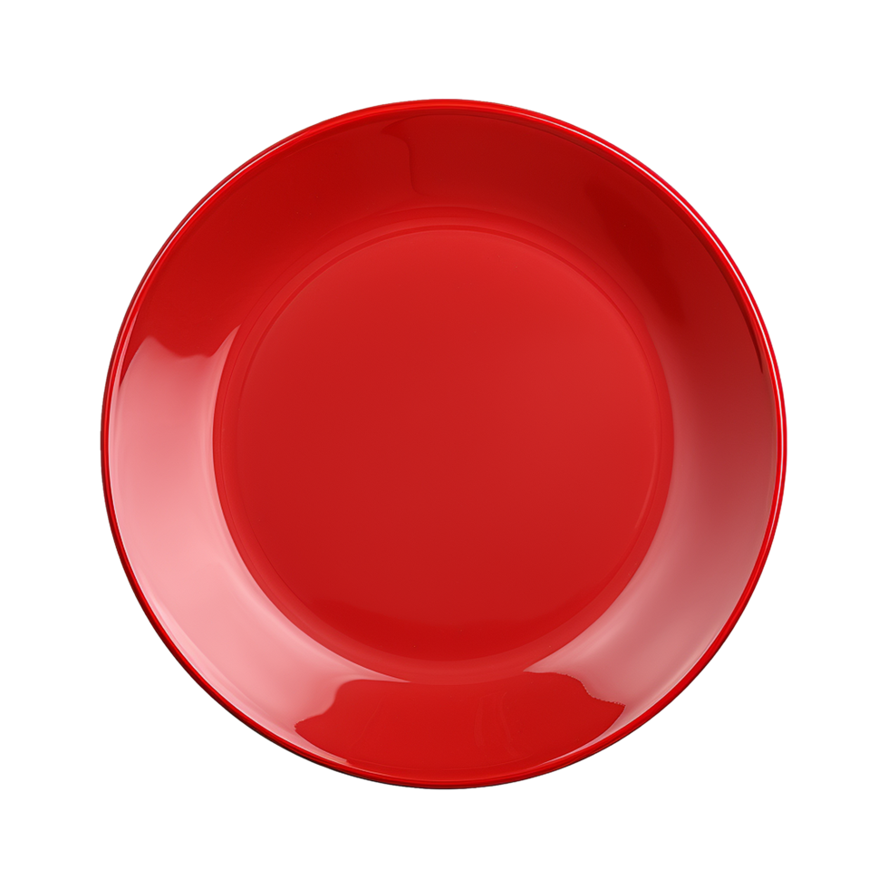 AI generated Top view red plate on transparent background png