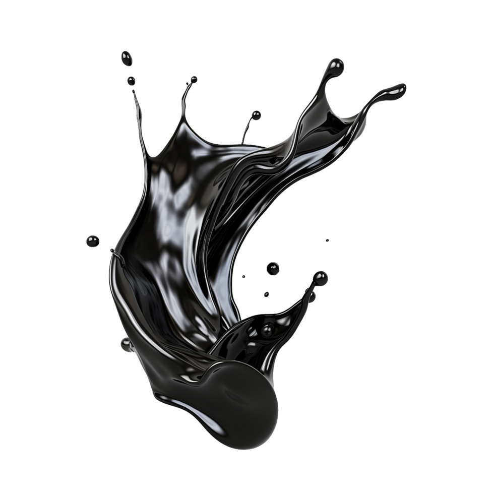 AI generated Black liquid splashing png isolated on transparent background