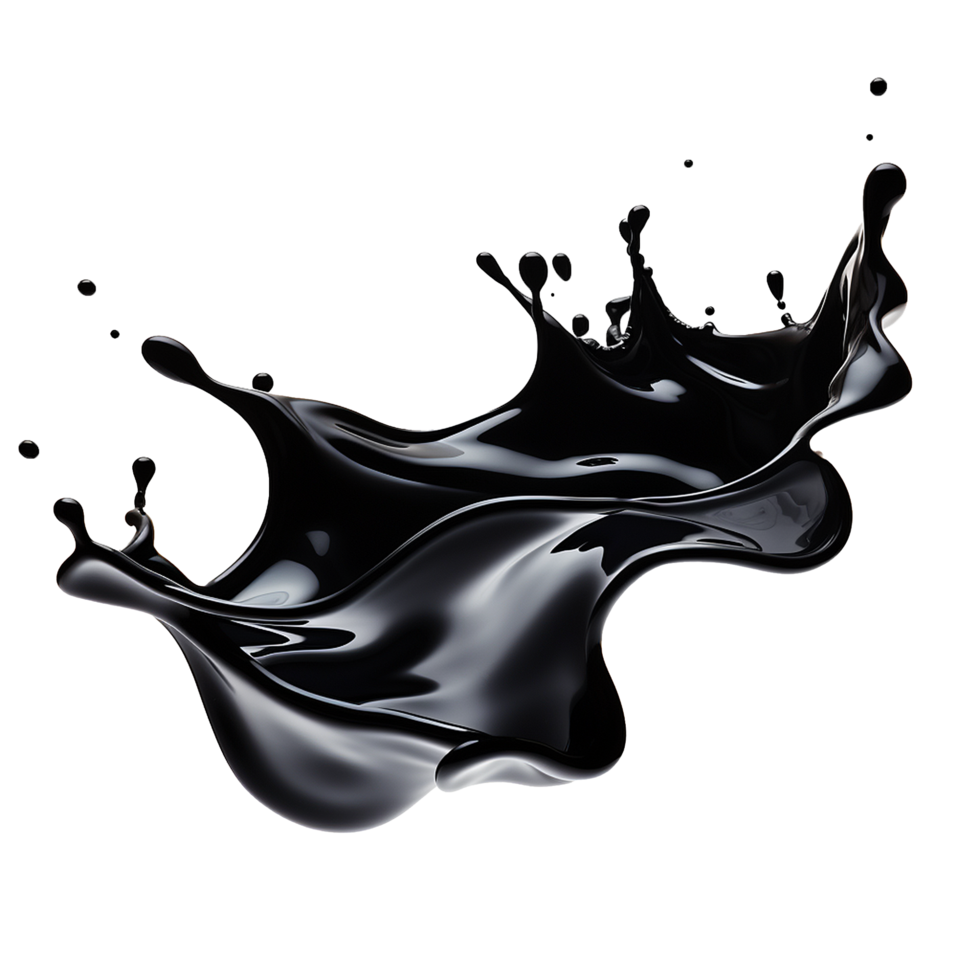 AI generated Black liquid splashing png isolated on transparent background