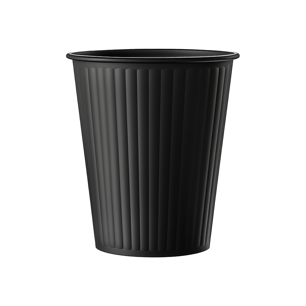 AI generated Black cup made of collapsible reusable plastic isolated on transparent background png