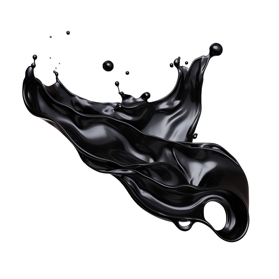AI generated Black liquid splashing png isolated on transparent background