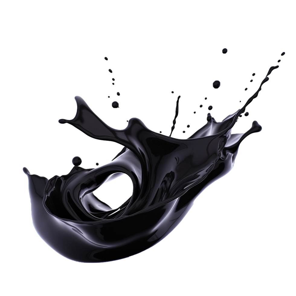 AI generated Black liquid splashing png isolated on transparent background