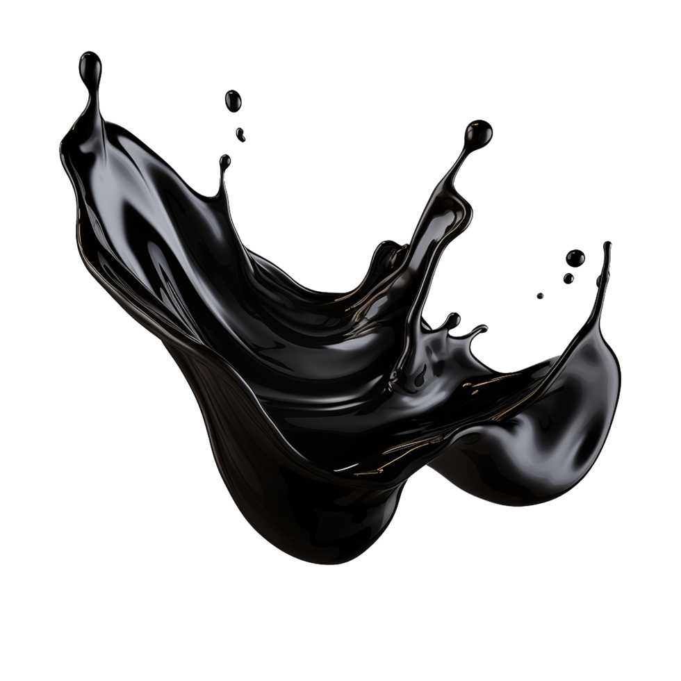 AI generated Black liquid splashing png isolated on transparent background