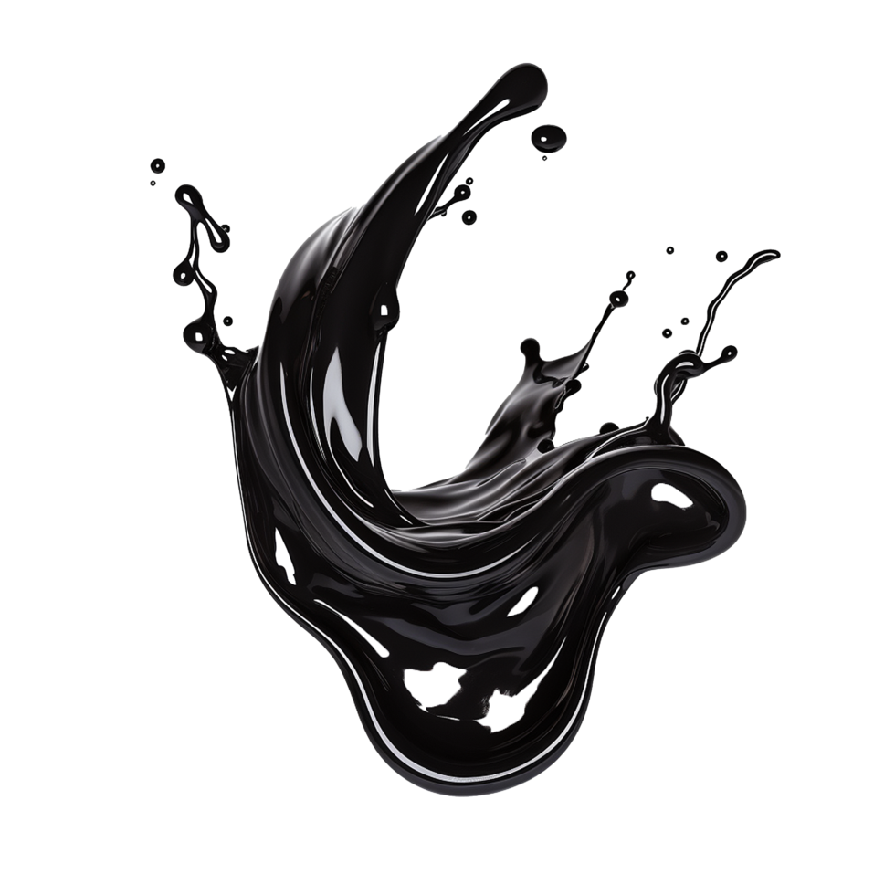 AI generated Black liquid splashing png isolated on transparent background