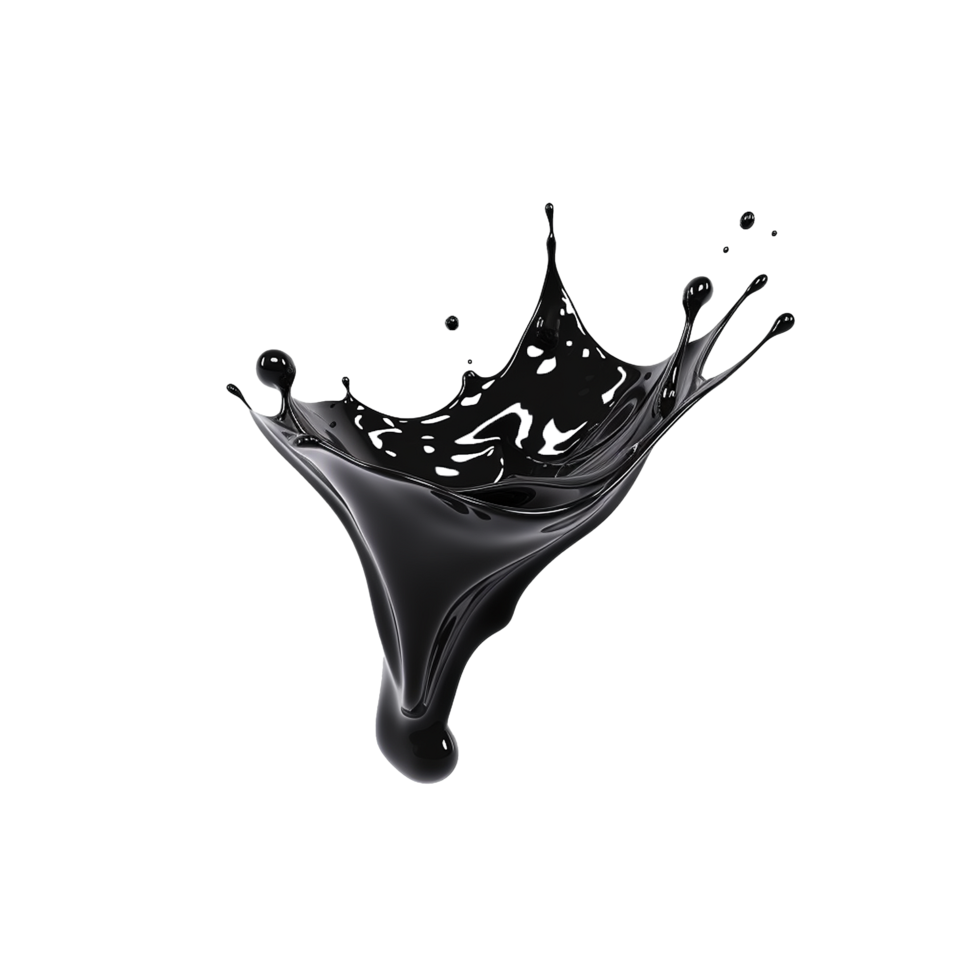 AI generated Black liquid splashing png isolated on transparent background