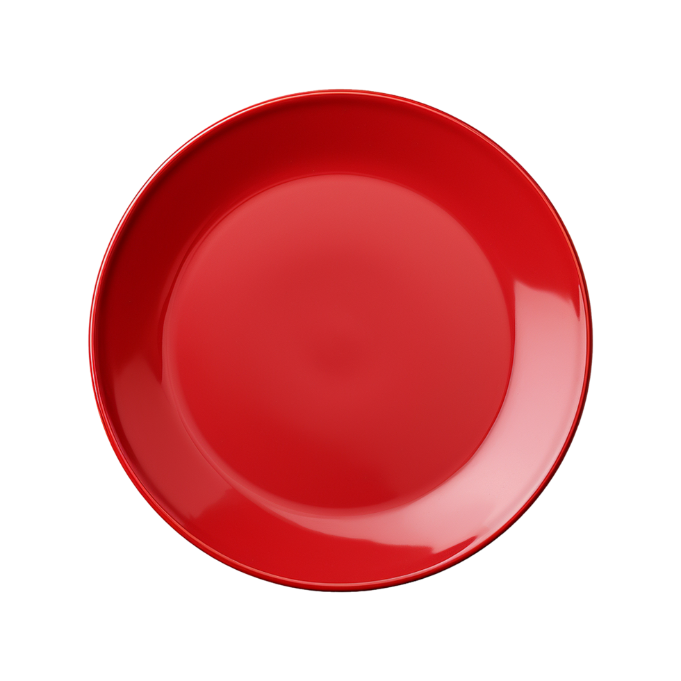 AI generated Top view red plate on transparent background png