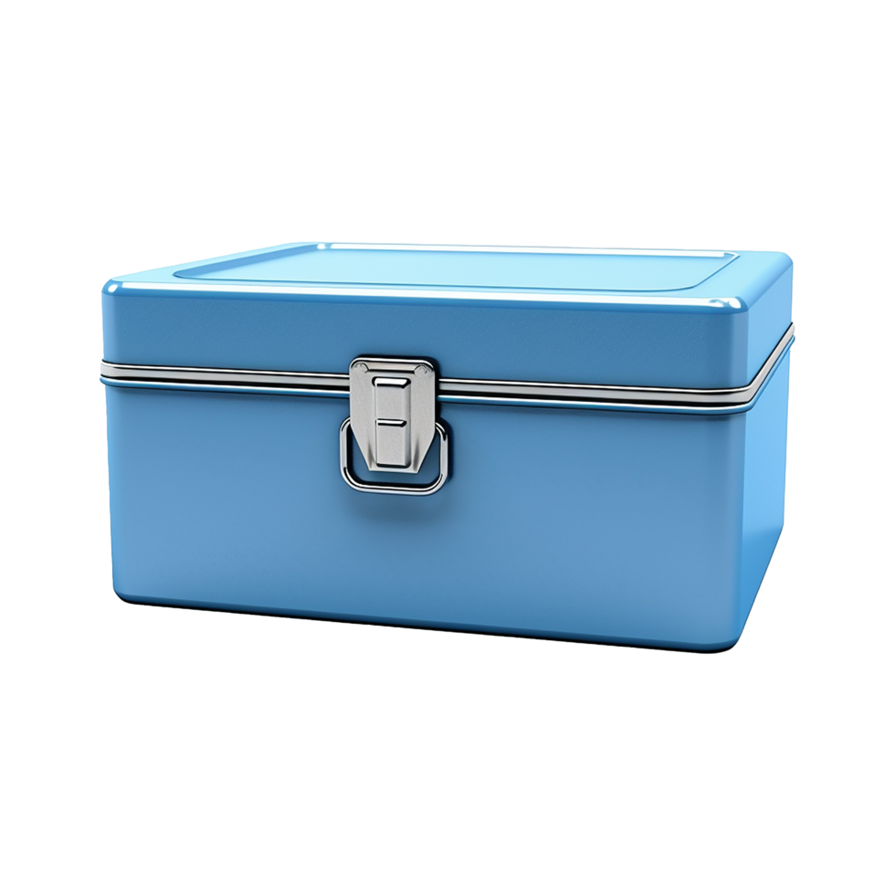 AI generated Empty blue metal box isolated on transparent background png