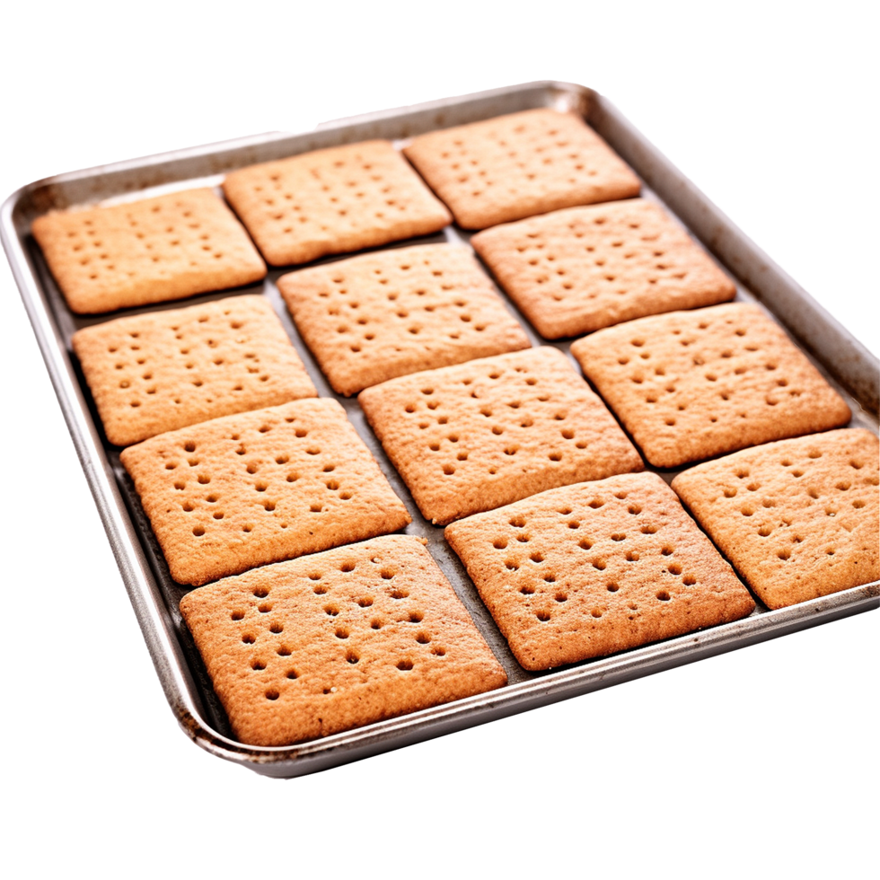 AI generated Baking sheet with graham crackers png isolated on