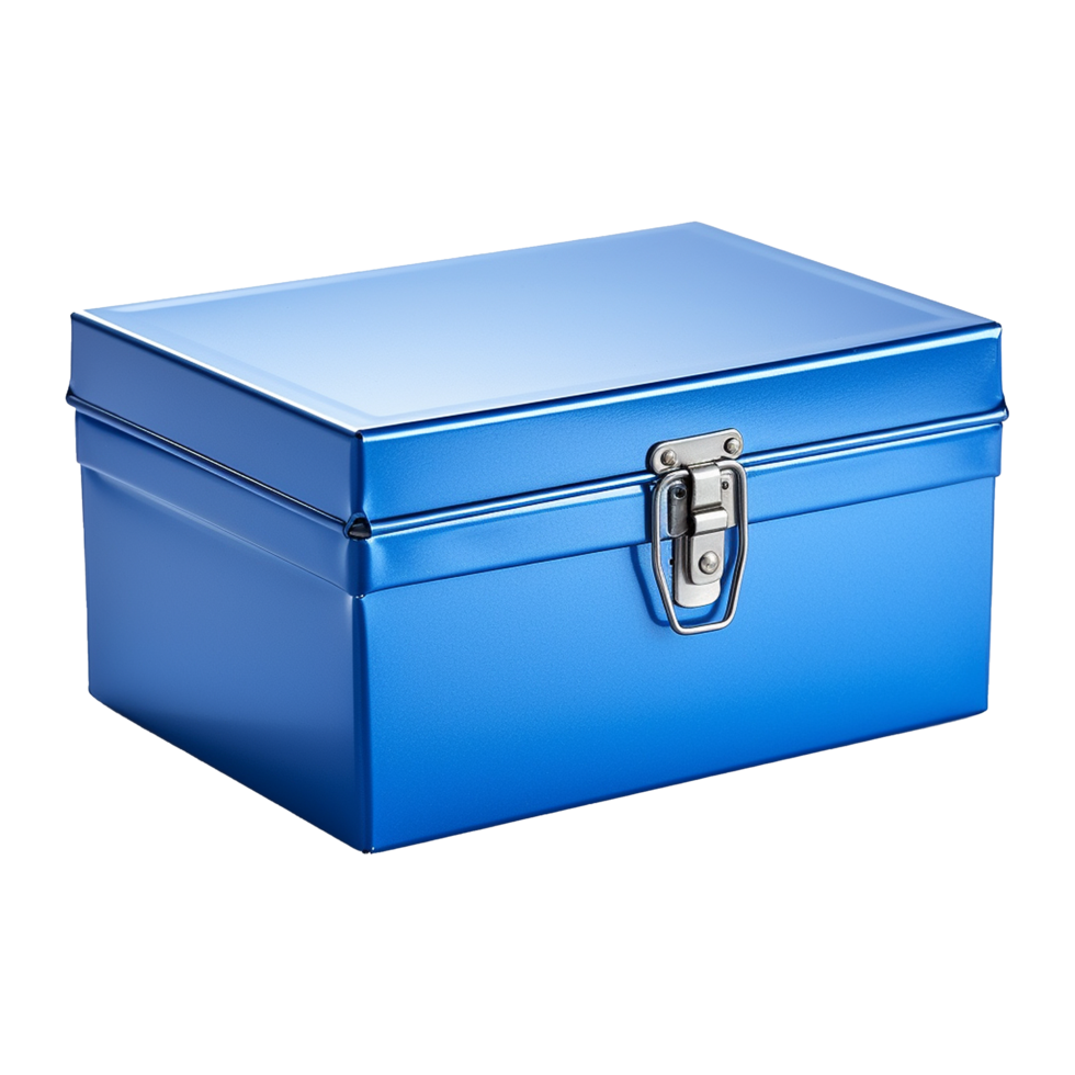 AI generated Empty blue metal box isolated on transparent background png