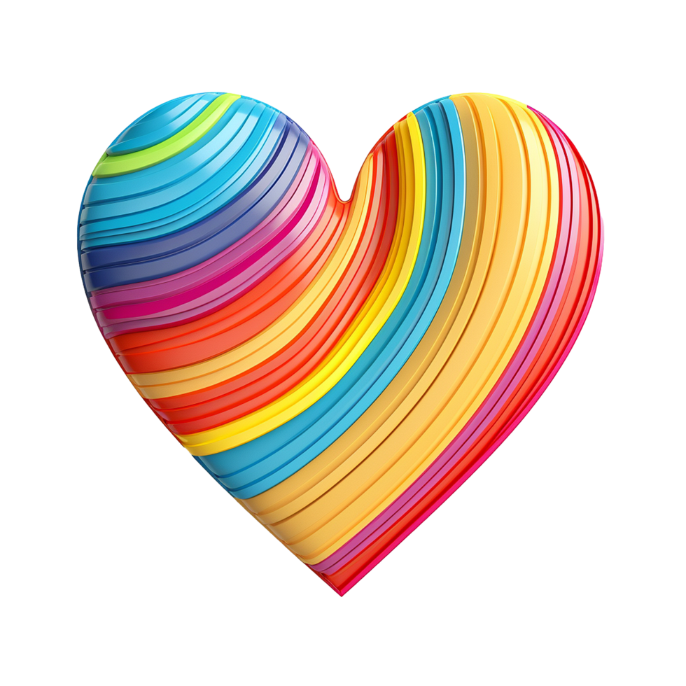 AI generated A heart relief with colorful stripes png isolated on transparent background